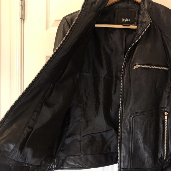 Women’s Genuine Leather Moto Jacket Medium, Black, by Mossimo - Picture 9 of 16